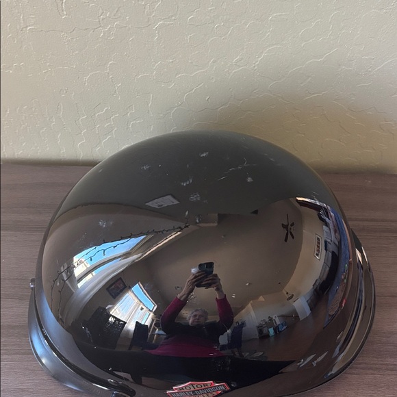 Harley Davidson Shorty Black Gloss Motorcycle Half Helmet DOT Size Small - Picture 9 of 9